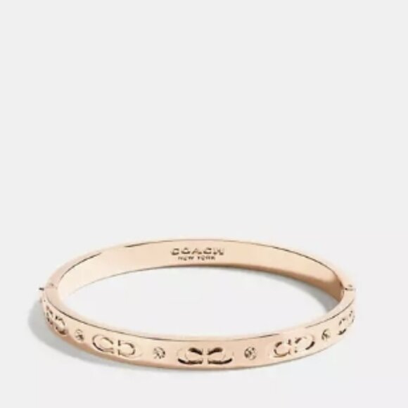 New with Tag- Coach Signature Hinged Bangle (Rose Gold) - Picture 1 of 2